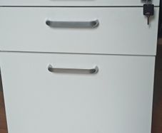 White office cabinet with lock and castors
