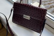 Next ladies burgundy mock crock handbag