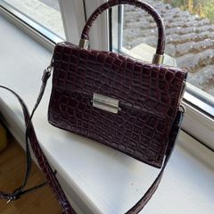 Next ladies burgundy mock crock handbag