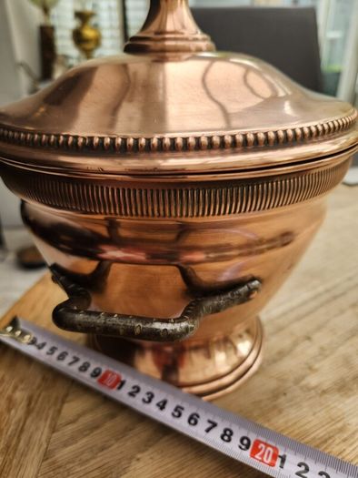 Heavy French copper pot with lid