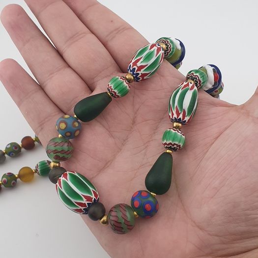 Vintage Venetian African Style Mix Glass Beads Necklace