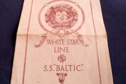 White Star Line S.S. Baltic. Menu from May 1922. Original.