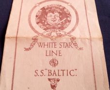 White Star Line S.S. Baltic. Menu from May 1922. Original.