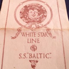 White Star Line S.S. Baltic. Menu from May 1922. Original.