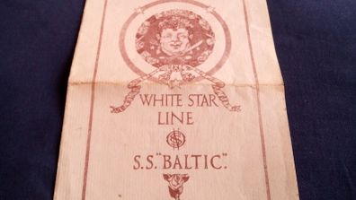 White Star Line S.S. Baltic. Menu from May 1922. Original.