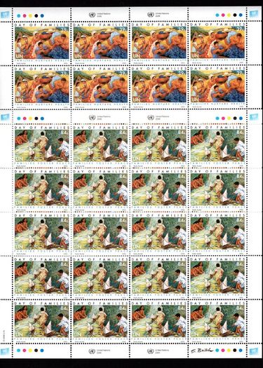 2006 United Nations New York International Day of Families Commemorative Stamps Sheet Mint Never Hinged (MNH)