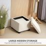 Storage Ottoman Bench, Corduroy Storage Chest Box with Wooden Legs, 40cm Bed End Bench for Living Room, Bedroom, Entryway, Beige Image 3