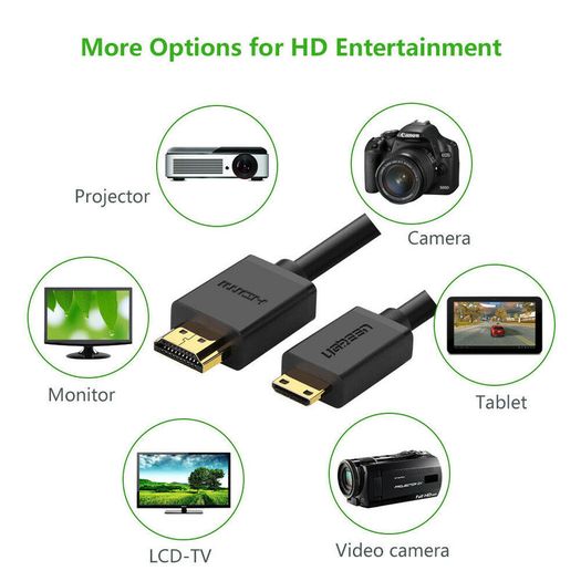 Ugreen Premium 1.5M Mini HDMI (Male) to HDMI (Male) 3D/UHD 4K@60Hz Bi-Directional Cable (Gold-Plated) (Brand New/Warranty)