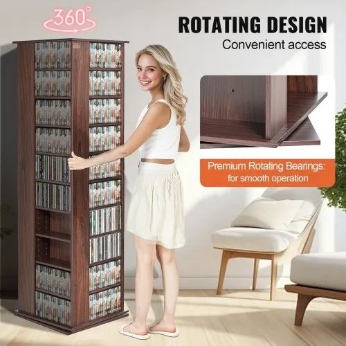 Media Storage Cabinet, Rotating Media Tower, Holds up to 1040 CDs, Protects & Organizes Music, Movie, Video Games or Memorabilia