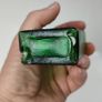 396 - Antique Aceite De Bellotas y Savia De Coco Green Glass Bottle Image 9