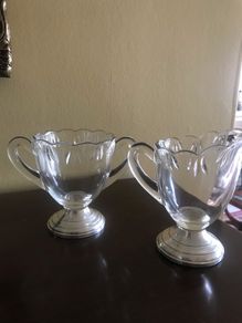 Antique Silver Footed Milk & Sugar Bowl Set
