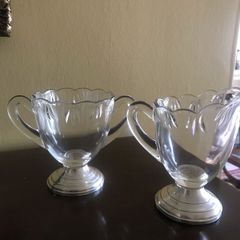 Antique Silver Footed Milk & Sugar Bowl Set
