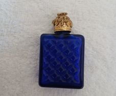 Vintage Cobalt Blue Glass Miniature Perfume Bottle