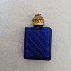 Vintage Cobalt Blue Glass Miniature Perfume Bottle