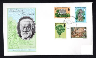 1975 Guernsey Victor Hugo's Exile in Guernsey Commemorative Stamps Addressed First Day Cover (FDC)