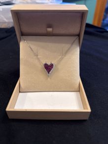 18k White Gold Necklace Natural diamond and ruby