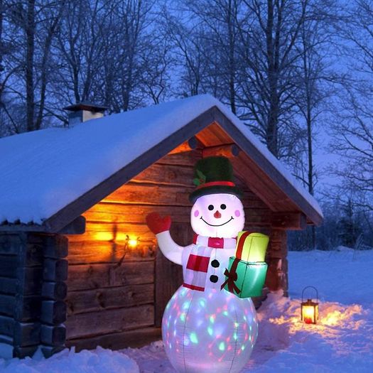 5Ft Christmas Inflatables Blow Up Yard Decorations, Upgrade Snowman Xmas Inflatable with Rotating LED Lights for Indoor Outdoor Yard Garden Christmas Decorations