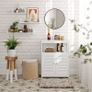 Bathroom cabinet with double door Bathroom cabinet with open compartment  white or grey Image 5