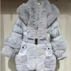 girls fur coat - age 8 - like brand new - worn once only