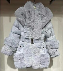 girls fur coat - age 8 - like brand new - worn once only