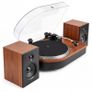 Record Player Teak Finish with Speakers Image 9