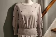 White top with black hearts pattern, Size S