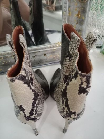 Authentic Paris Texas two tones python snake skin leather 100mm heels ankle boots