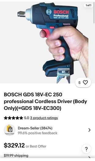 Bosch gds 18 vec 1/2 " wrench bare tool . New