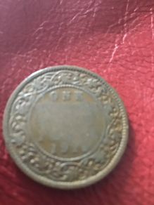 1910 British India George V One Quarter Anna coin