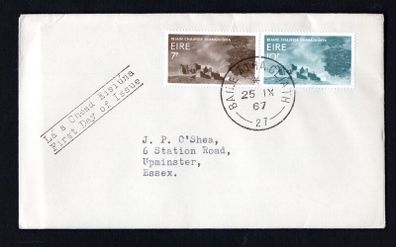 1967 Ireland International Tourist Year Commemorative Stamps plain First Day Cover (FDC) with Baile Atha Cliath (Dublin) cancel