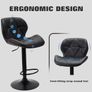 2x Modern Adjustable Swivel Bar Stools Kitchen Chairs, Faux Leather, Black Image 5