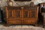 Jacobean Revival Carved Oak Coffer.