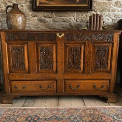 Jacobean Revival Carved Oak Coffer.
