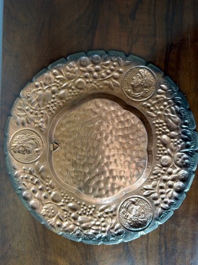 Large Vintage Repousse Metal Charger