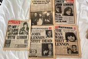 5x John Lennon Beatles death headline newspapers