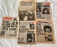 5x John Lennon Beatles death headline newspapers