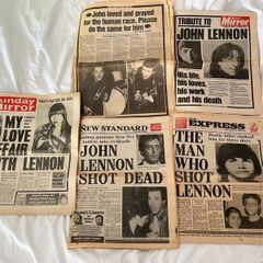 5x John Lennon Beatles death headline newspapers