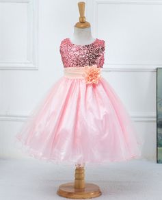 New Girls Sequinned Dress Flower Sash Sleeveless Formal Party Wedding Bridesmaid Sz 6-7yrs