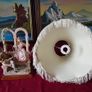27 Inches Tall Large Capodimonte Italian Figurine Signed Table Lamp With Silky White Shade Image 5