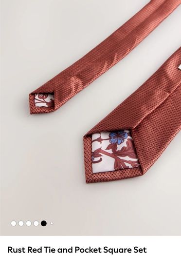 x3 Bundle - Brand New Next Rust Red Tie & Pocket Square Set - RRP - 22.50