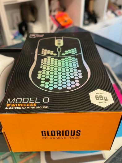 Glorious Gaming Model D Wireless Gaming Mouse - 69g Superlight, Lag Free 2.4Ghz Wireless, RGB, BAMF Sensor, Ergonomic, 6 Buttons - White | Lag free connectivity, advanced BAMF sensor, long battery life, PTFE sliders, beehive format, vivid lighting (Used)