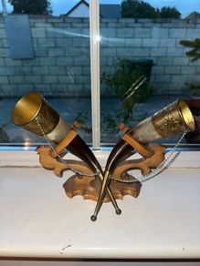 Vintage drinking horn set