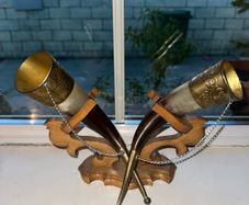 Vintage drinking horn set