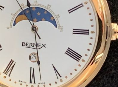 Bernex Gold-Plated Half-Hunter Pocket Watch - Moonphase & Date (For Parts/Repair)