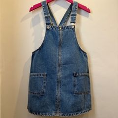 PULL&BEAR Denim Pinafore Zip Down Dress With Pockets Size M!
