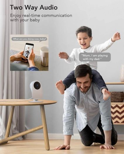 Baby Monitor Pet WiFi Camera 1080P with Night Vision Motion & Sound Detection 2.4Ghz Remote Control Camera for Indoor Baby Nanny and Pet Monitor, Compatible with Alexa (FREE POSTAGE)