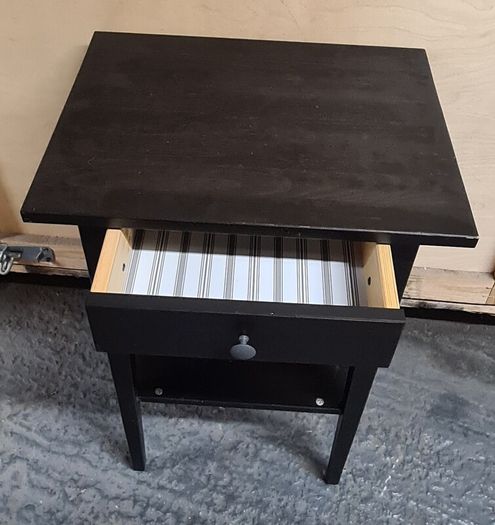 Black Nightstand / Bedside Table with Drawer and Shelf