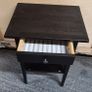 Black Nightstand / Bedside Table with Drawer and Shelf Image 2