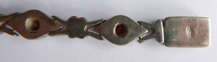 Vintage Natural Garnet and Sterling Silver 925 Bracelet, hallmarked Bracelet. length 7,5" - 26,1g