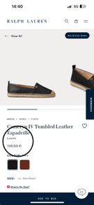Ralph Lauren Cameryn Iv Tumbled Leather Espadrille Black